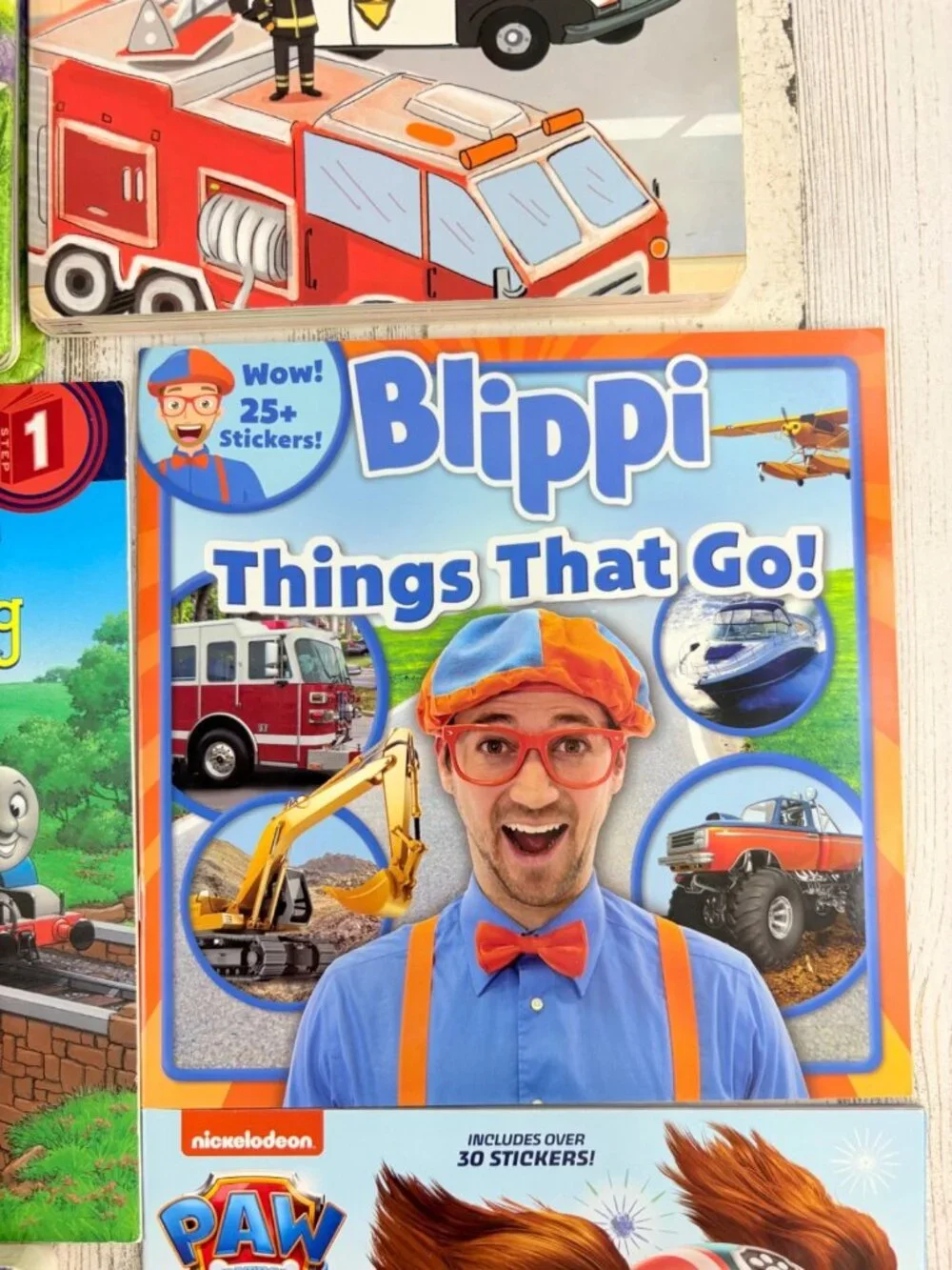 Lot of 7 Kids Books Trucks Thomas Train Paw Patrol Little Blue Truck Boys